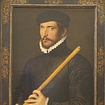 ECOLE FRANCAISE (Seconde moitie du XVIe siecle); Portrait d'un flutiste borgne