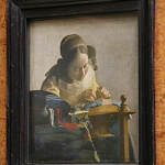 Johannes or Jan Vermeer; Delft, 1632-1675; The Lacemaker; Painted quite late in the artist's career, c. 1669-70